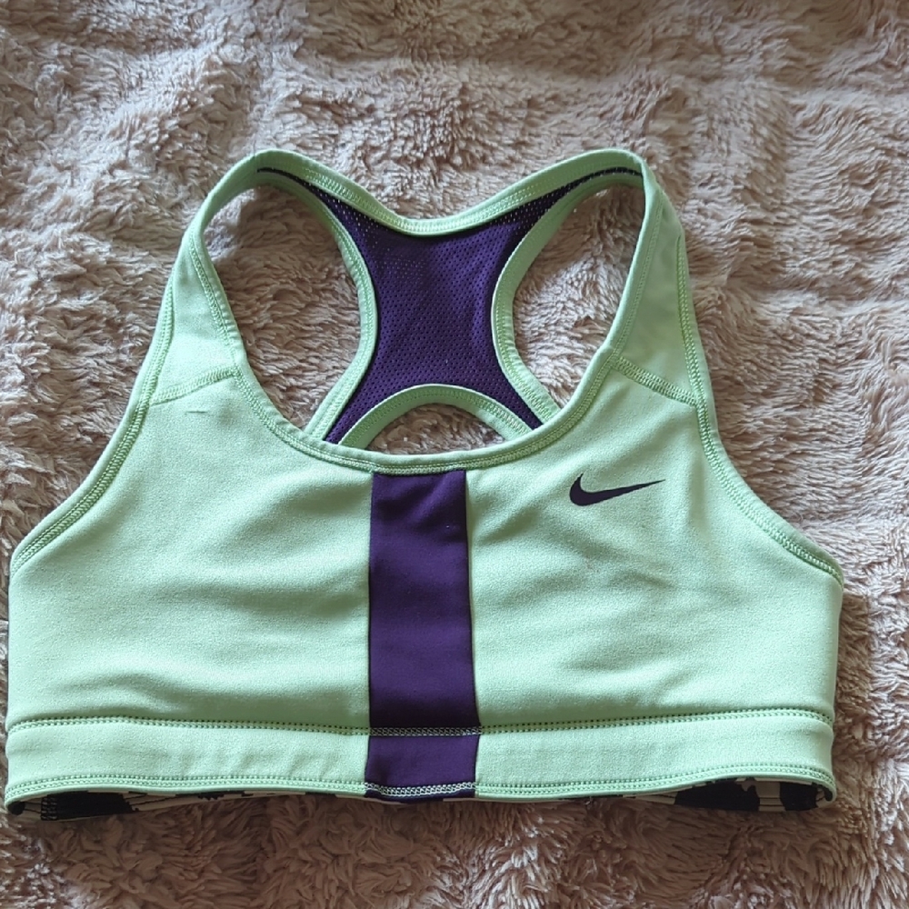 Nike Women's Lime and Purple Sports Bra